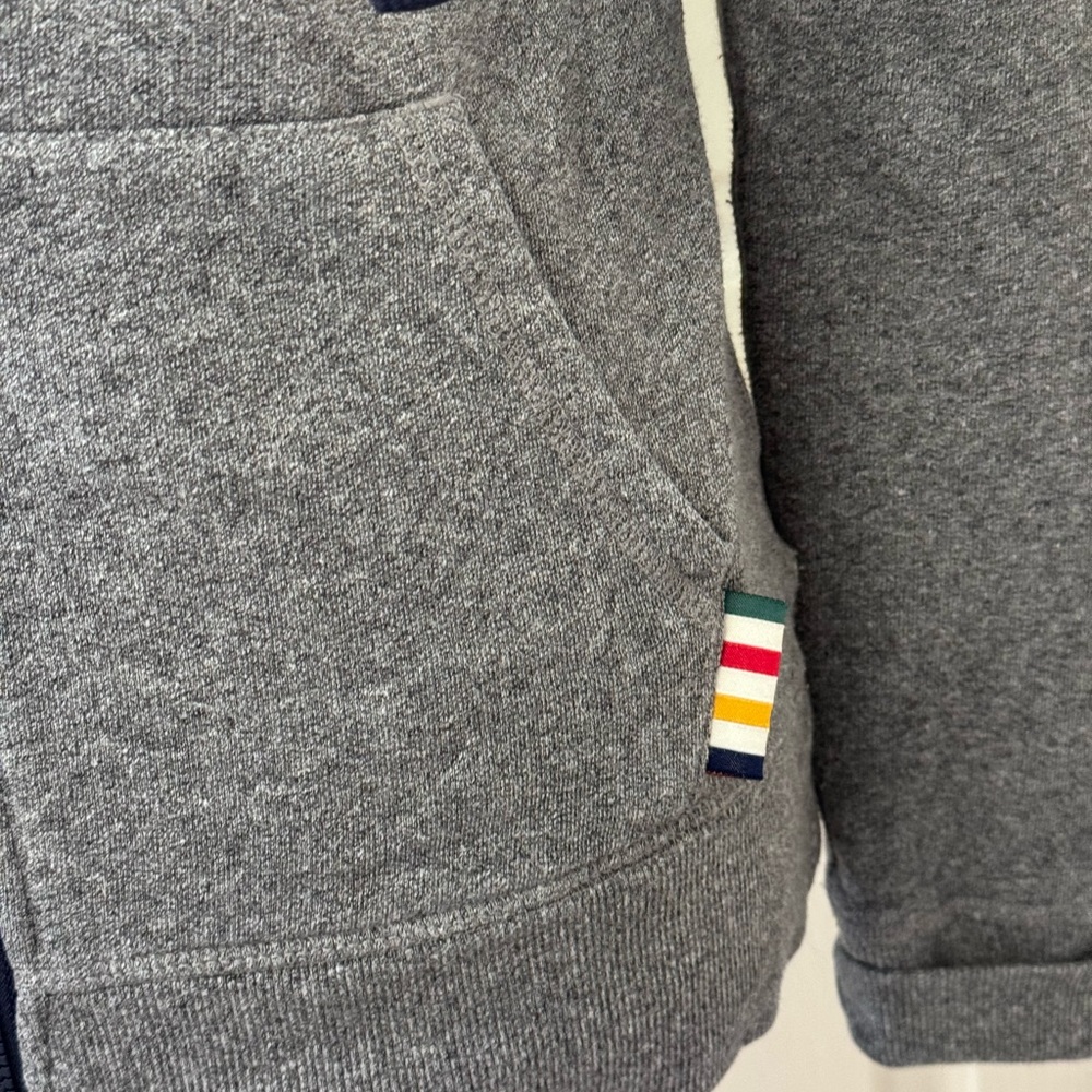 Hudsons Bay Full Zip Jacket Hoodie Sz S French Terry Retro Striped Gray Womens - Picture 9 of 15